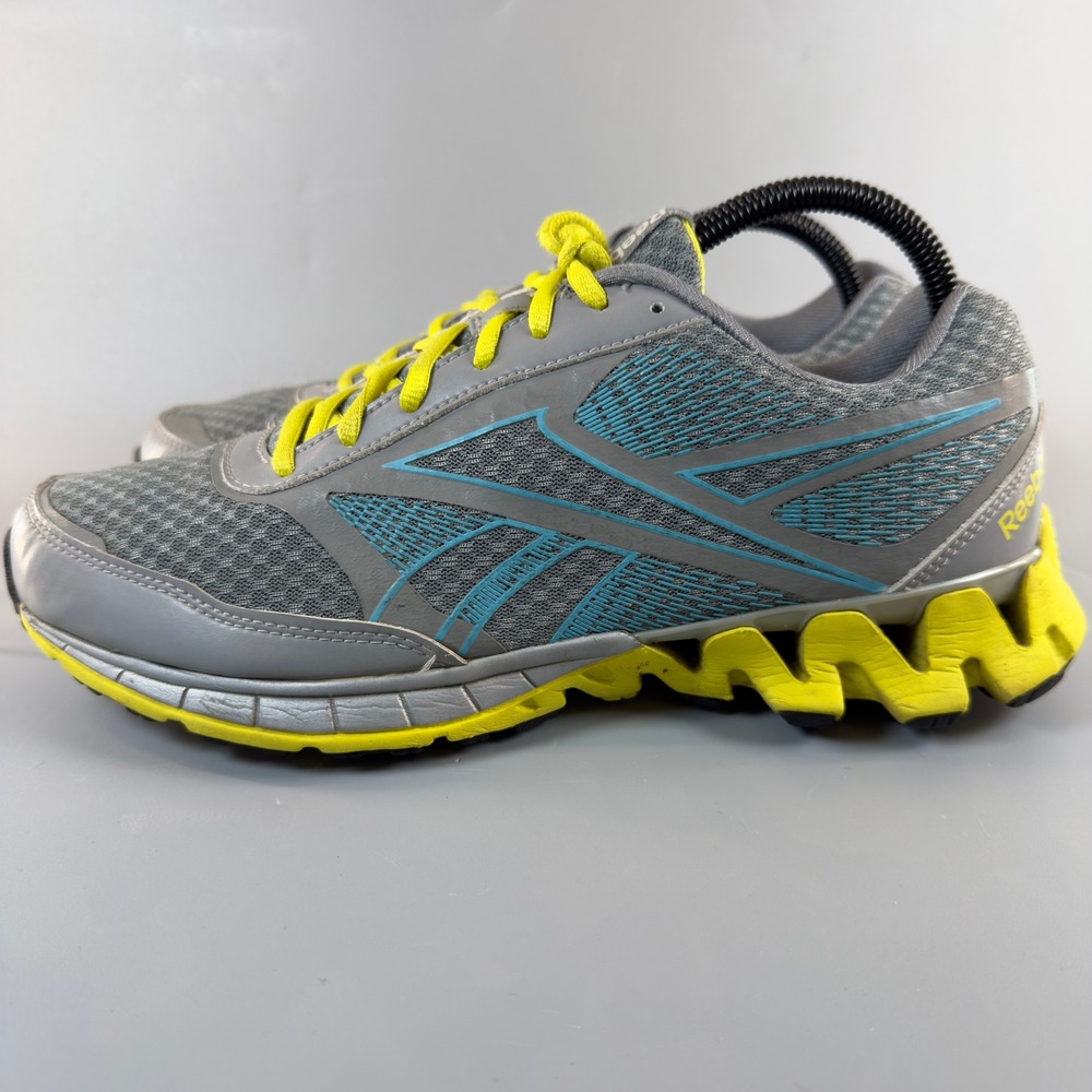 Reebok ZigTech H Strap Womens 9 Workout Shoes Gray Yellow Lace Low Train Sneaker - Picture 4 of 16